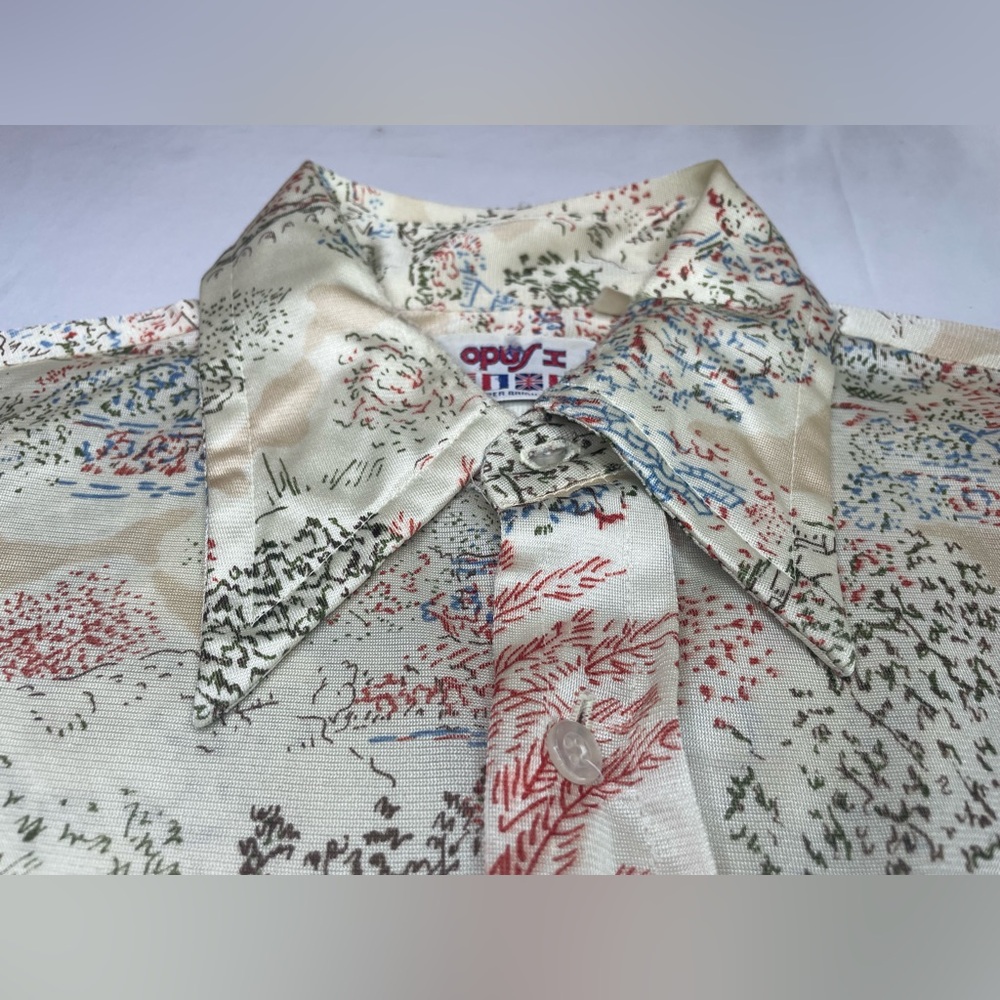 Men's Cream Patterned Shirt - Picture 4 of 13